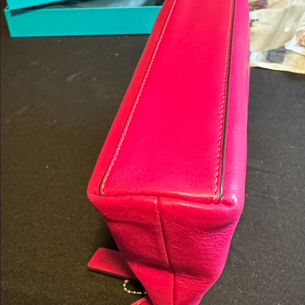 Coach Hot Pink Leather Cosmetic Pouch - Picture 8 of 11
